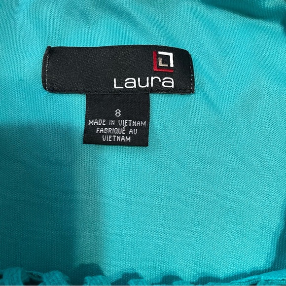 Laura Elegant Teal Lace Dress - Picture 4 of 5